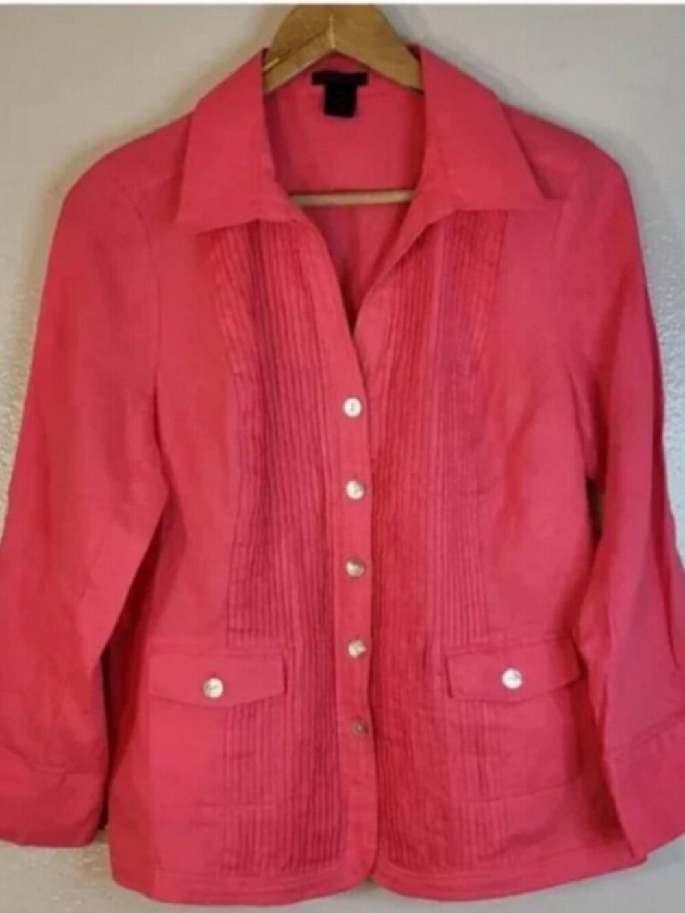 Sara Isabella 100% Linen Button-Down Jacket Blouse